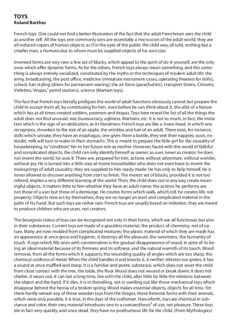 roland barthes toys essay